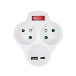 Solight rozbočovač s USB A+C nabíjačkou, 2 x 10A, biely, vypínač – Obrázok 3