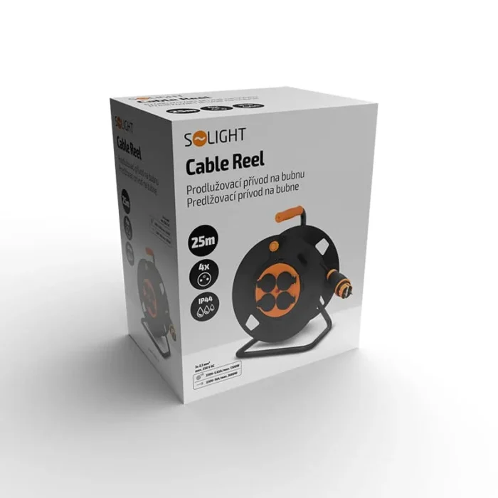 Solight 4z predlžovací prívod - na bubne, 25m neopren, 3x 2,5mm2, IP44 – Obrázok 2
