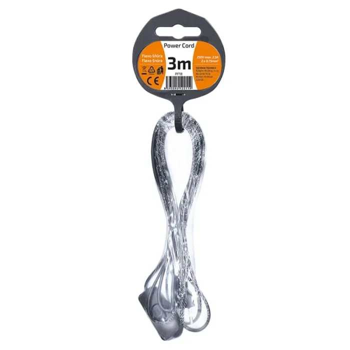 Solight flexo šnúra, 2x 0,75mm2, čierna, plochá, vypínač, 3m – Obrázok 2