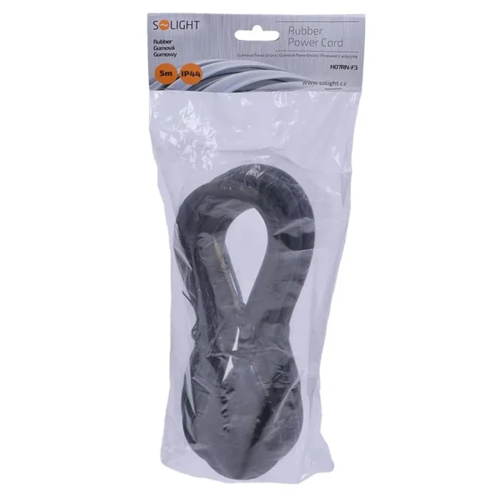 Solight flexo šnúra, 3x 1,5mm2, gumová, čierna, 5m – Obrázok 2
