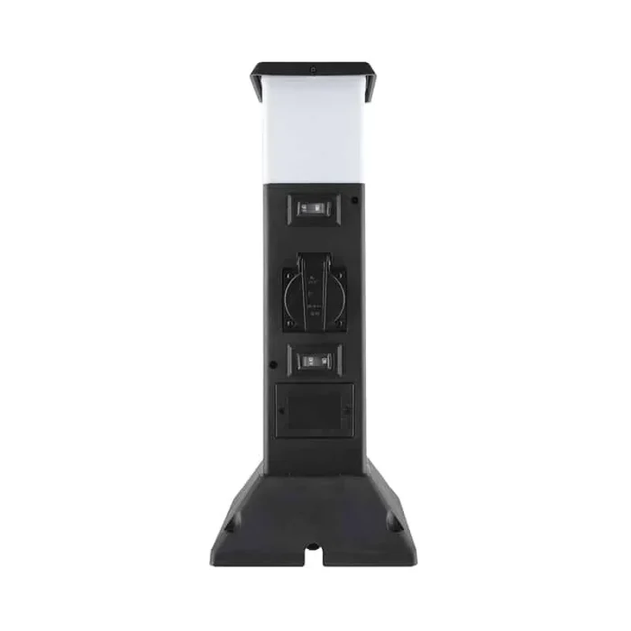 Solight záhradný stĺpik IP44 s LED osvetlením, plast, 2 zásuvky, hranol, čierny – Obrázok 3