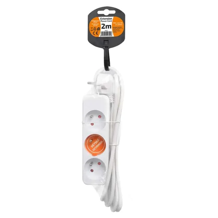 Solight predlžovací prívod, 3 zásuvky, biely, 2m – Obrázok 4