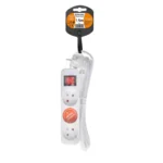 Solight predlžovací prívod, 3 zásuvky, biely, vypínač, 1,5m – Obrázok 4