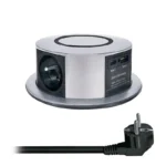 Solight 3z + USB A+C + Wireless 10W výsuvný blok zásuviek, kruhový tvar, predlžovací prívod 2m, 3 x 1,5mm2