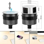 Solight 3z + USB A+C + Wireless 10W výsuvný blok zásuviek, kruhový tvar, predlžovací prívod 2m, 3 x 1,5mm2 – Obrázok 4