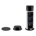Solight 3z + USB A+C výsuvný blok zásuviek, 2m, čierny – Obrázok 2