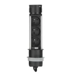 Solight 3z + USB A+C výsuvný blok zásuviek, 2m, čierny – Obrázok 3