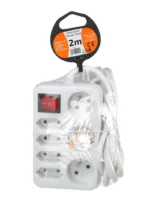 Solight predlžovací prívod, 7 zásuviek, biely, vypínač, 2m – Obrázok 2