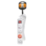 Solight predlžovací prívod, 4 zásuvky, biely, vypínač, 1,5m – Obrázok 4