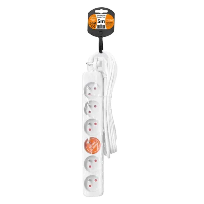 Solight predlžovací prívod, 6 zásuviek, biely, 5m – Obrázok 4