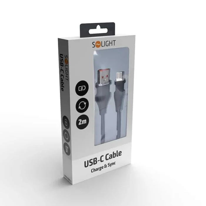 Solight USB-C kábel, USB 2.0 A konektor - USB-C 3.1 konektor, silikón, 2m – Obrázok 3
