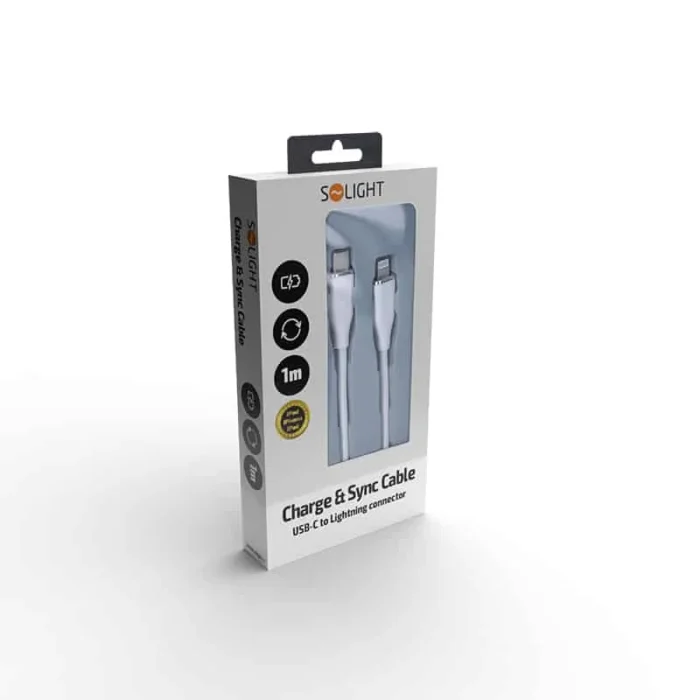 Solight USB-C/Lightning kábel, USB-C konektor - Lightning konektor, silikón, 1m – Obrázok 3