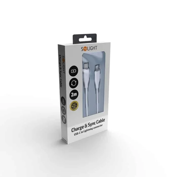 Solight USB-C/Lightning kábel, USB-C konektor - Lightning konektor, silikón, 2m – Obrázok 3