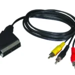 Solight SCART kábel, SCART konektor - 3x CINCH konektor, prepínateľný, 1m, sáčok