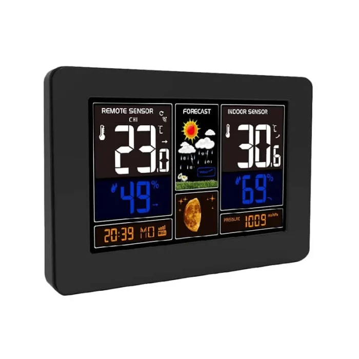 Solight meteostanica, aplikácia Smart Life, extra veľký farebný LCD, teplota, vlhkosť, tlak, USB nabíjanie, čierna – Obrázok 4