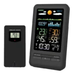 Solight meteostanica, farebný LCD, vnútorná/vonkajšia teplota a vlhkosť, tlak, RCC, čierna