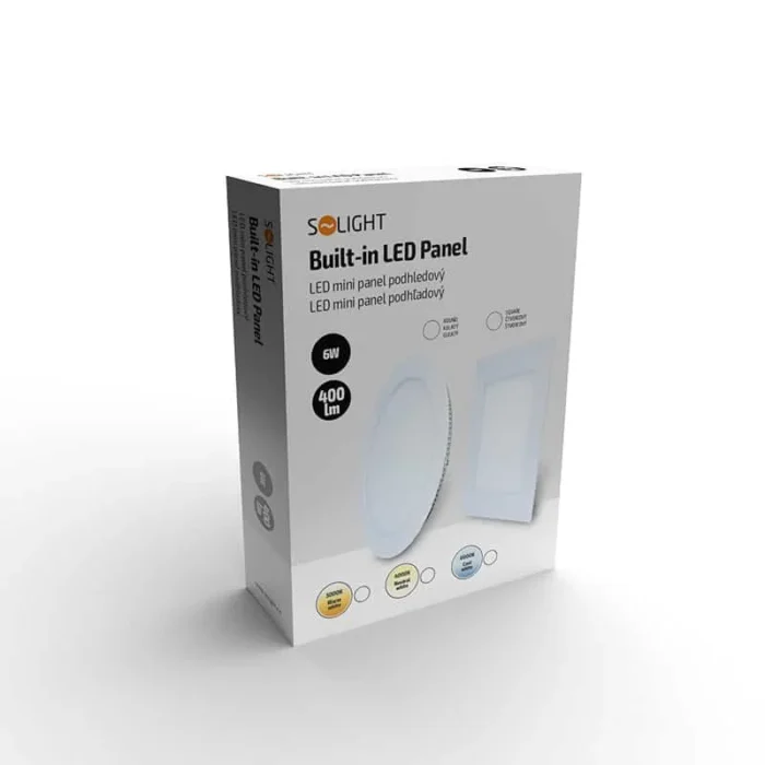 Solight LED mini panel, podhľadový, 6W, 400lm, 3000K, tenký, štvorcový, biely – Obrázok 2
