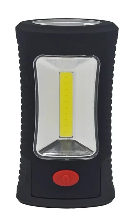 Solight LED svietidlo pracovné, 120+40lm, 3W COB + 3 SMD LED, hák + magnet, 3 x AAA
