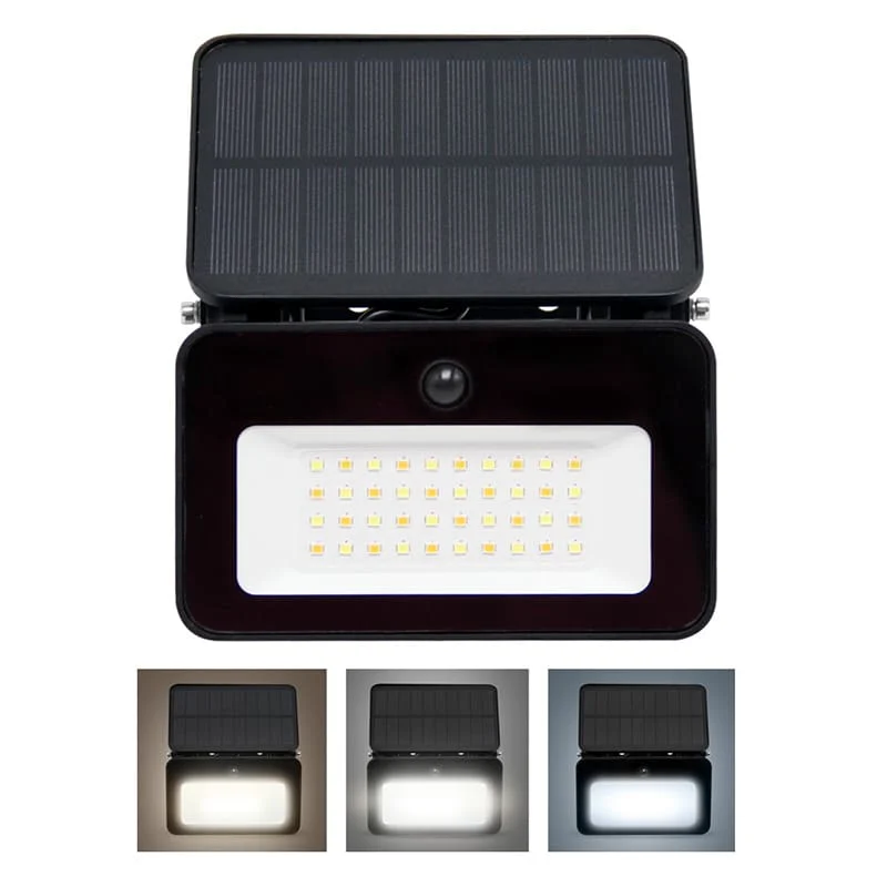 Solight LED solárny reflektor so senzorom Solight LED solárny reflektor so senzorom, 6W, 660lm, 3CCT, Li-Ion, čierna – Obrázok 1