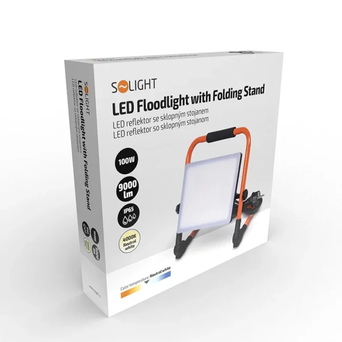 Solight LED reflektor so sklopným stojanom, 100W, 9000lm, 4000K, kábel so zástrčkou, IP65 – Obrázok 4