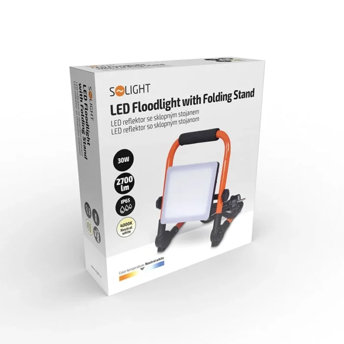 Solight LED reflektor so sklopným stojanom, 30W, 2700lm, 4000K, kábel so zástrčkou, IP65 – Obrázok 4