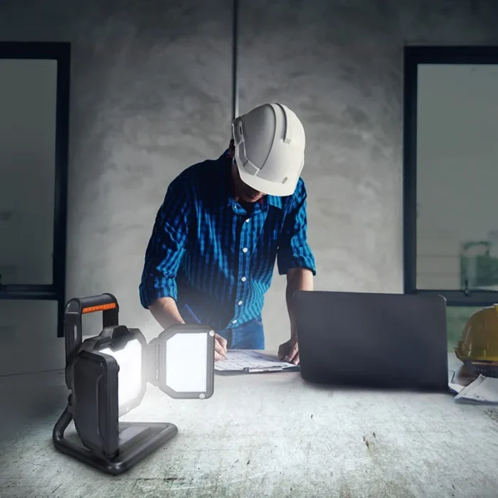 Solight LED reflektor, 30W, prenosný, nabijací, 3000lm, oranžovo-čierny – Obrázok 2