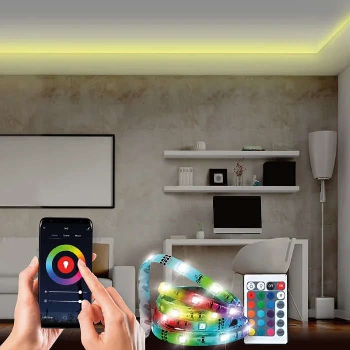 Solight wifi Smart LED svetelný pás, RGB, 5m, sada s adaptérom a dialkovým ovladačom – Obrázok 2