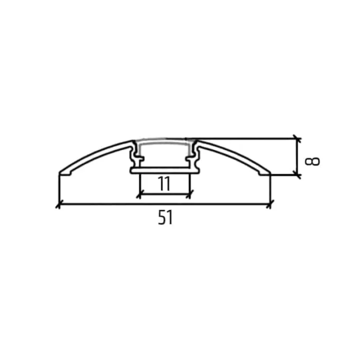Solight hliníkový profil pre LED pásiky plochý, 51x8mm, mliečny difúzor, 1m – Obrázok 2