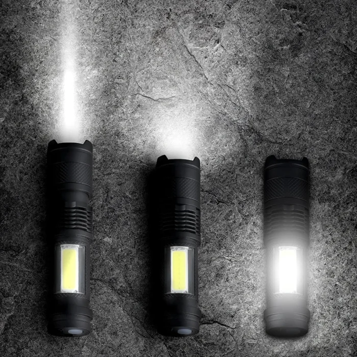 Solight LED nabíjacie vreckové svietidlo so zoomom, 100lm + 70lm, Li-Ion, USB, čierna – Obrázok 4