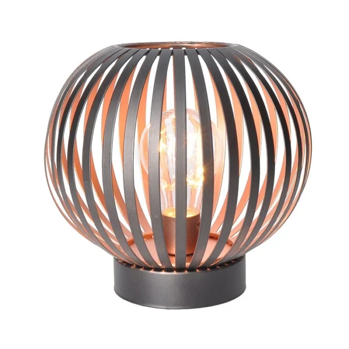 Solight kovový okrúhly lampáš so žiarovkou s micro LED, teplá biela, medená, 3xAA, 19cm – Obrázok 4