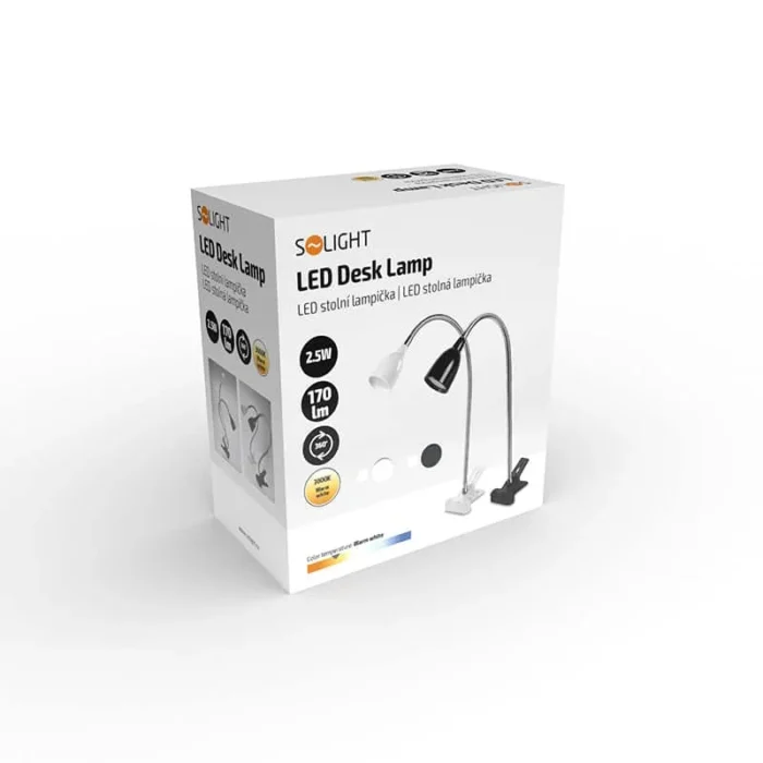 Solight LED stolná lampička, 2,5W, 3000K, clip, čierna farba – Obrázok 2