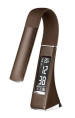 Solight LED stolná lampička s displayom, 6W, 4100K, koža, hnedá – Obrázok 2