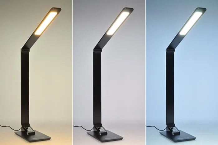 Solight LED stolná lampička stmievateľná, 8W, display, zmena chromatickosti, hliník, čierna – Obrázok 2