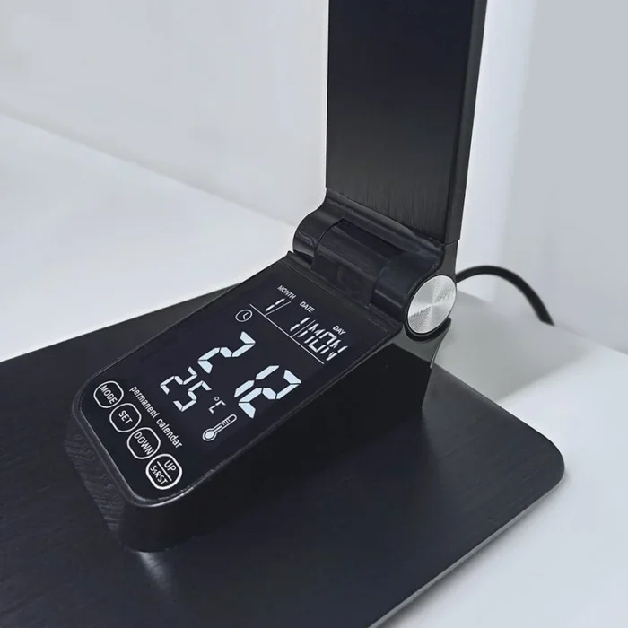 Solight LED stolná lampička stmievateľná, 8W, display, zmena chromatickosti, hliník, čierna – Obrázok 3