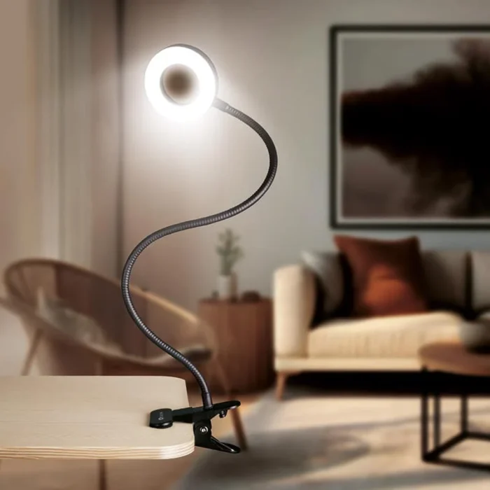 Solight LED stmievateľná stolná lampička s klipom, 300lm, nastaviteľná teplota svetla, USB – Obrázok 2