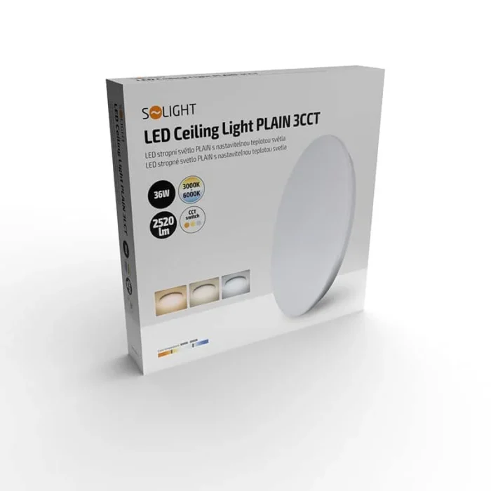 Solight LED stropné svietidlo PLAIN, 3CCT, 36W, 2520lm, 3000K, 4000K, 6000K, okrúhle, 45cm – Obrázok 4