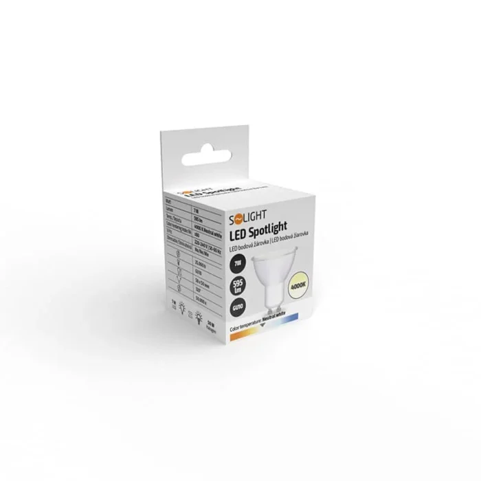 Solight LED žiarovka, bodová , 7W, GU10, 4000K, 595lm, biela – Obrázok 2