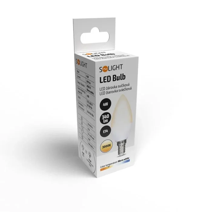 Solight LED žiarovka, sviečka, 4W, E14, 3000K, 340lm – Obrázok 2