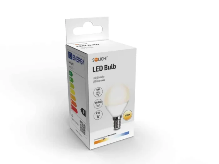 Solight LED žiarovka, miniglobe, 4W, E14, 3000K, 340lm, biele prevedenie – Obrázok 2