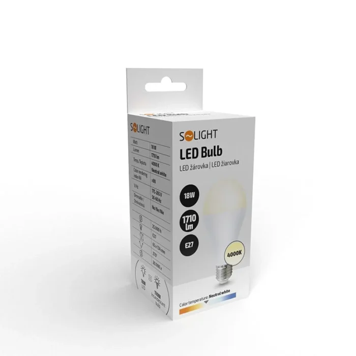 Solight LED žiarovka, klasický tvar, 18W, E27, 4000K, 270°, 1710lm – Obrázok 2