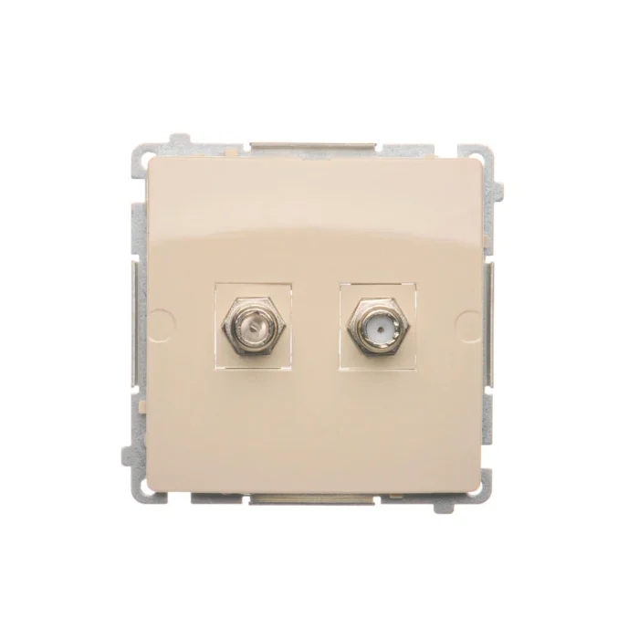 Anténna zásuvka na "F" konektor dvojitá, béžový – Obrázok 4