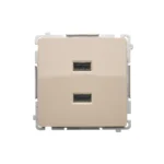 Dvojitá USB nabíjačka, A+A, (prístroj s krytom), 2,1A, 230V, béžový – Obrázok 3