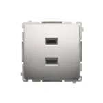 Dvojitá USB nabíjačka, A+A, (prístroj s krytom), 2,1A, 230V, strieborná matná – Obrázok 3