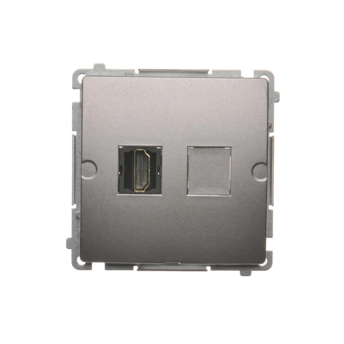 Zásuvka HDMI jednoduchá, nerez, metalizovaný – Obrázok 3