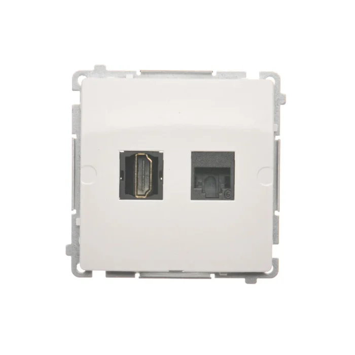 Zásuvka HDMI + počítačová RJ45 kat. 6, biela – Obrázok 3