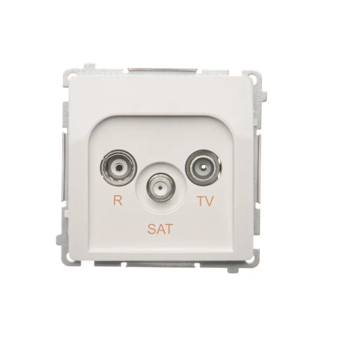 Anténná zásuvka R-TV-SAT priechodná, tlm.: 10dB, biela – Obrázok 3