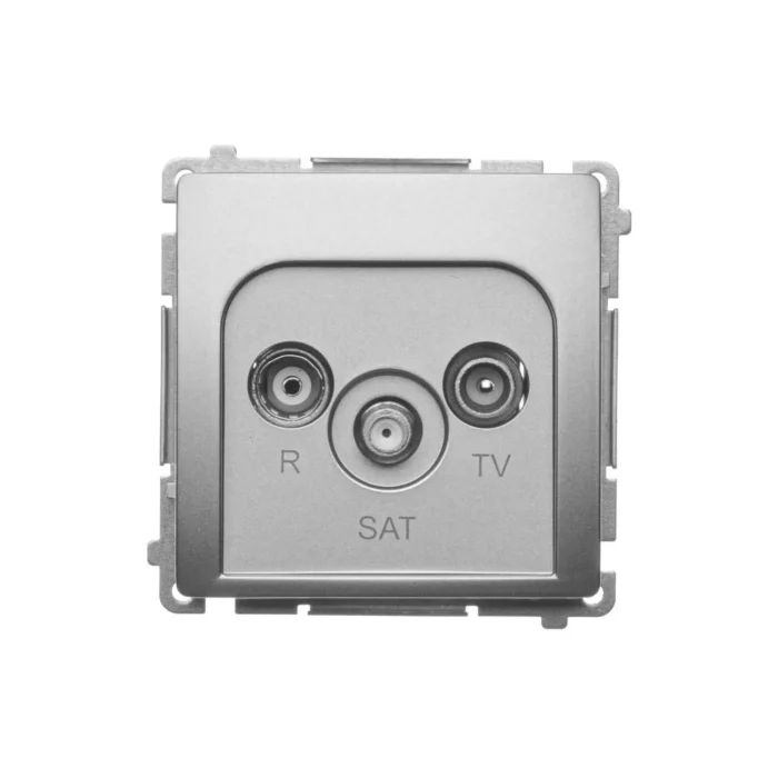 Anténná zásuvka R-TV-SAT priechodná, tlm.: 10dB, saténový, metalizovaný – Obrázok 3