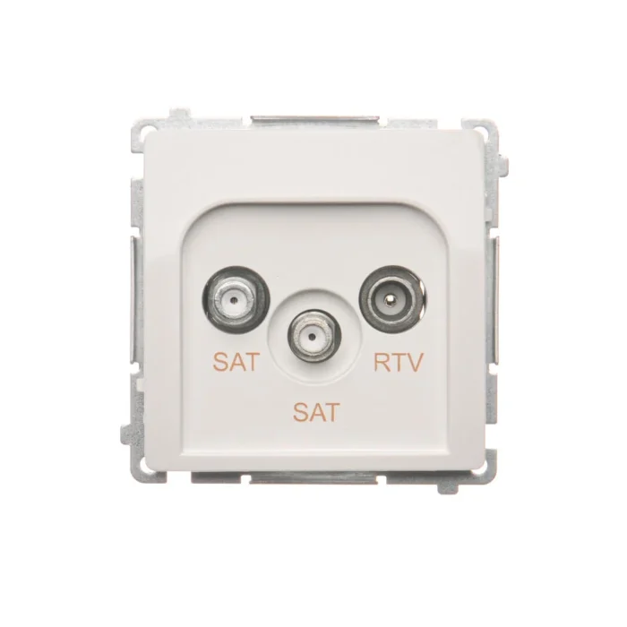 Anténna zásuvka SAT-SAT-RTV dvojitá satelitná, tlm.: 1dB, biela – Obrázok 3