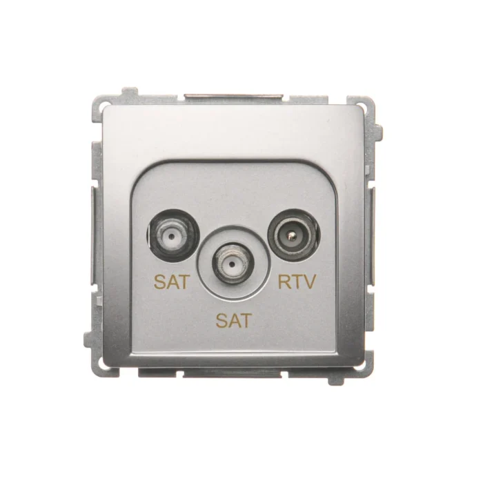 Anténna zásuvka SAT-SAT-RTV dvojitá satelitná, tlm.: 1dB, strieborná matná – Obrázok 3