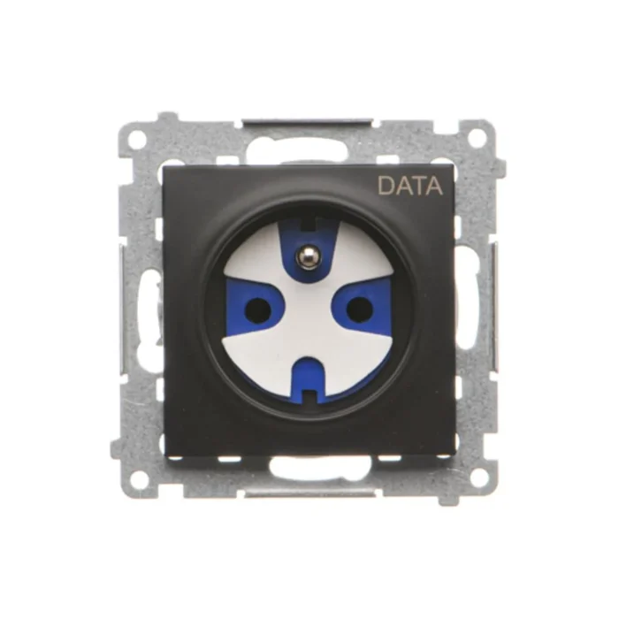 Jedno zásuvka DATA s oprávňujúcim kľúčom, (prístroj s krytom), 16A, 250V, skrutkové svorky, čierny matný – Obrázok 3
